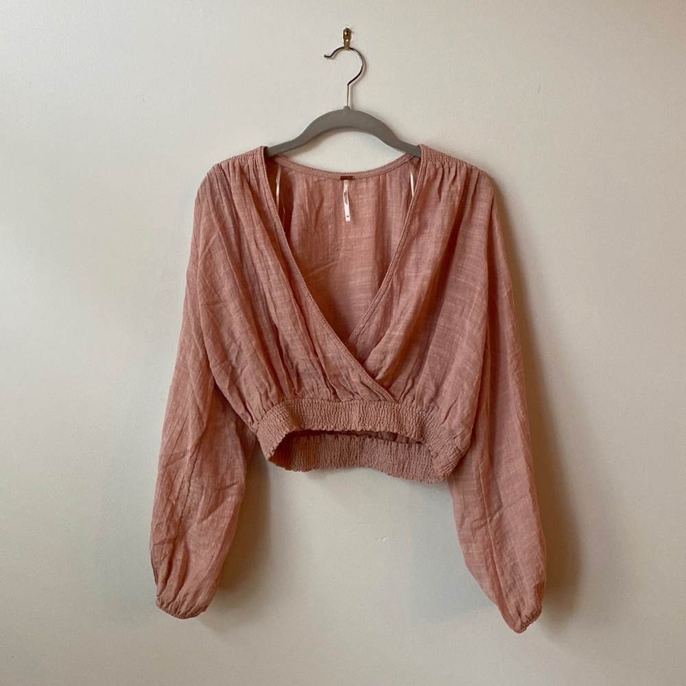 Free People blush linen top, size XS